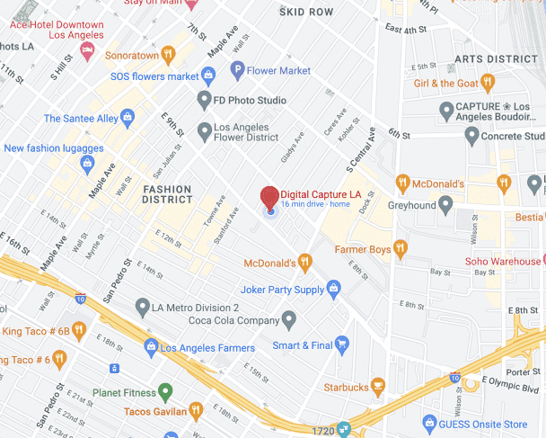 A map of downtown Los Angeles.