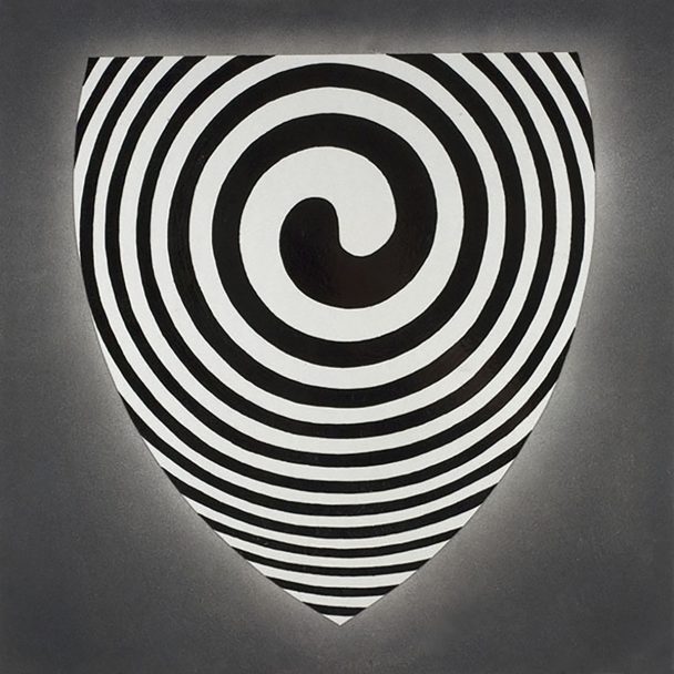 A black and white spiral design.