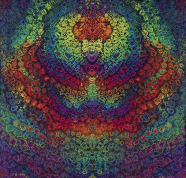 Colorful tie-dye pattern with vibrant colors.